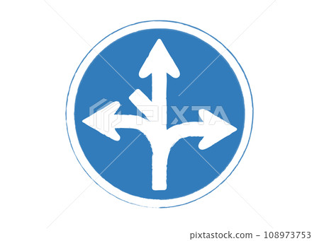 道路標誌 禁止在指定方向外行駛 指示標誌的手寫插圖 左轉 右轉 直走 死胡同 道路標誌 禁止在指定方向外行駛 指示標誌的手寫插圖 左轉 右轉 直走 死胡同 108973753
