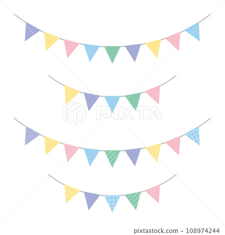 Cute flag illustration material in pastel colors 108974244