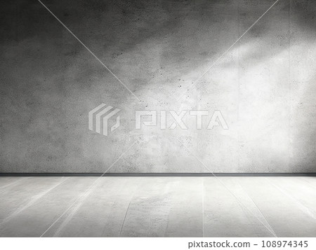 Beautiful blank wall background image of an empty space with sunlight. Wood floor for design or creative work. 108974345