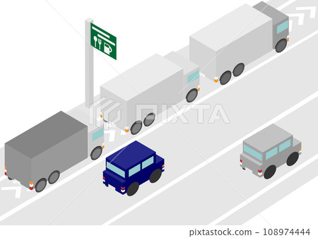 Isometric truck traffic jam image material Isometric truck traffic jam image material 108974444