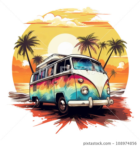 一輛公車沿著海邊的路行駛 108974856