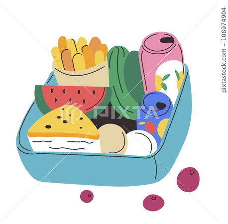Food container with various and balanced food Food container with various and balanced food 108974904