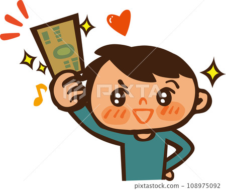 Character illustration of a man holding money Character illustration of a man holding money 108975092