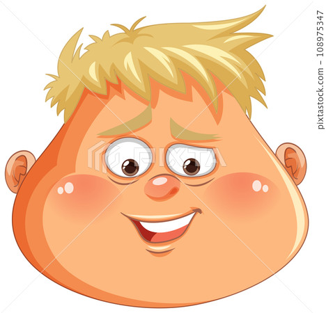 Overweight Man Head with Sneer Face 108975347