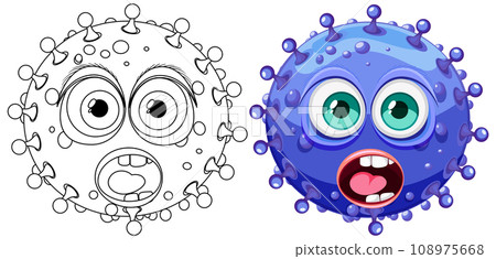 Coloring Pages: Blue Bacteria Germ Virus Monster Cartoon Coloring Pages: Blue Bacteria Germ Virus Monster Cartoon 108975668