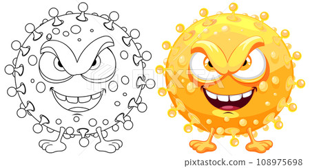Yellow Germ Virus Monster Cartoon Character Yellow Germ Virus Monster Cartoon Character 108975698