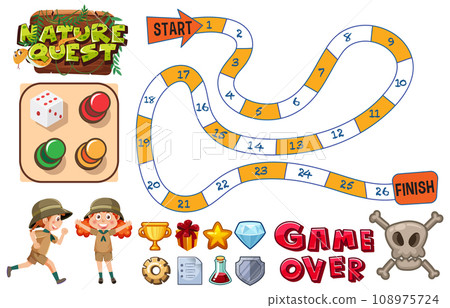 Jungle Adventure: A Snakes and Ladders Game Template Jungle Adventure: A Snakes and Ladders Game Template 108975724
