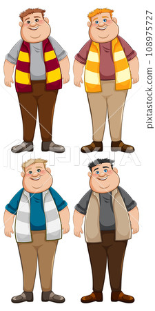 Four Smiling Chubby Young Man 108975727