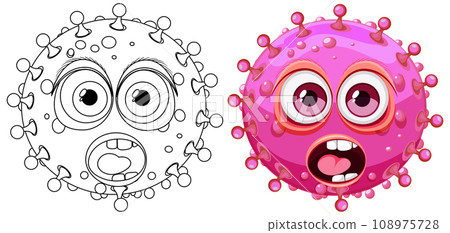 Pink Bacteria Germ Virus Monster Cartoon Character Pink Bacteria Germ Virus Monster Cartoon Character 108975728