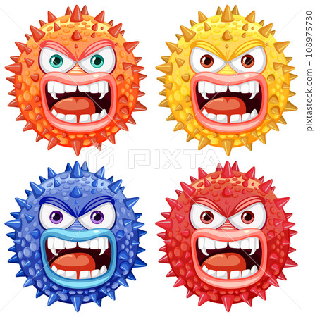 Spiky Bacteria Germ Virus Monster Cartoon Character Spiky Bacteria Germ Virus Monster Cartoon Character 108975730