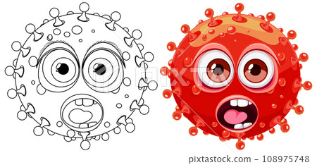 Red Bacteria Germ Virus Monster Cartoon Character Red Bacteria Germ Virus Monster Cartoon Character 108975748