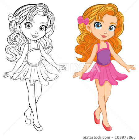 Beautiful Woman Cartoon Character in Fancy Mini Skirt Beautiful Woman Cartoon Character in Fancy Mini Skirt 108975863