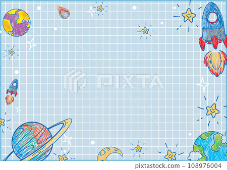 Children's Space-Themed Cartoon on Lined Notebook Pages Children's Space-Themed Cartoon on Lined Notebook Pages 108976004