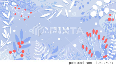 Winter background with isolated hand drawn leaves. 108976075