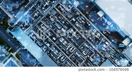 Factory and digital technology Horizontal visual for banners and advertisements 108976086