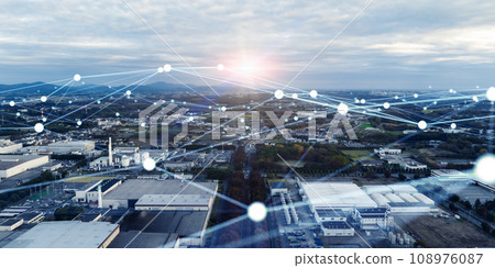 Industrial zone and communication network Horizontal visual for banners and advertisements 108976087