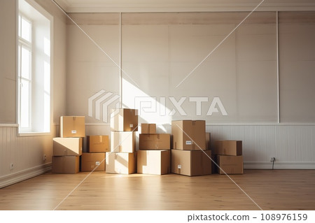 帶有紙板的房間 AI 生成圖像 AI 圖像 108976159