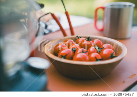 camping and mini tomatoes camping and mini tomatoes 108976487