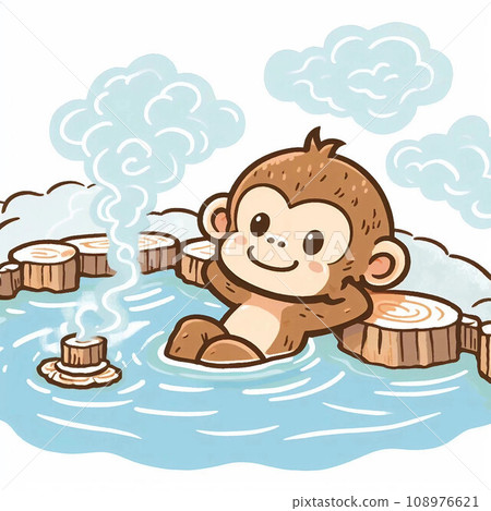 進入溫泉的猴子 108976621