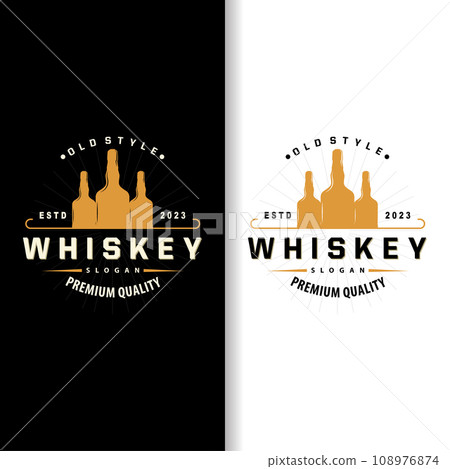 Whiskey Logo, Drink Label Design With Old Retro Vintage Ornament Illustration Premium Template Whiskey Logo, Drink Label Design With Old Retro Vintage Ornament Illustration Premium Template 108976874