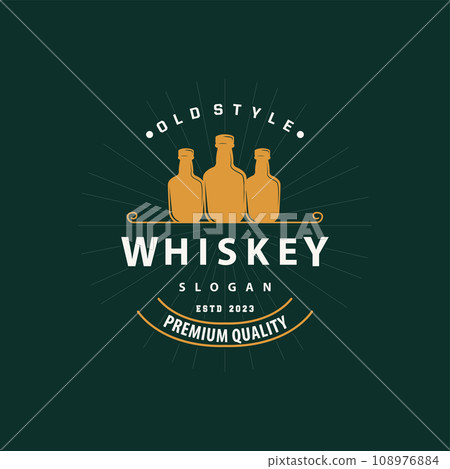 Whiskey Logo, Drink Label Design With Old Retro Vintage Ornament Illustration Premium Template Whiskey Logo, Drink Label Design With Old Retro Vintage Ornament Illustration Premium Template 108976884