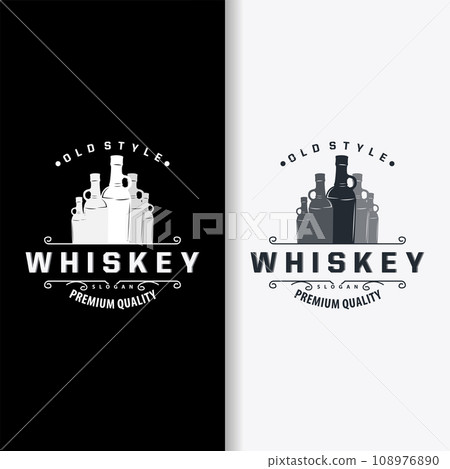 Whiskey Logo, Drink Label Design With Old Retro Vintage Ornament Illustration Premium Template Whiskey Logo, Drink Label Design With Old Retro Vintage Ornament Illustration Premium Template 108976890