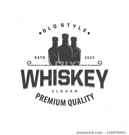 Whiskey Logo, Drink Label Design With Old Retro Vintage Ornament Illustration Premium Template Whiskey Logo, Drink Label Design With Old Retro Vintage Ornament Illustration Premium Template 108976891