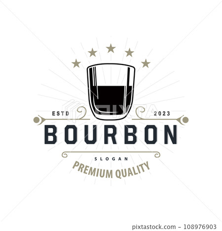 Whiskey Logo, Drink Label Design With Old Retro Vintage Ornament Illustration Premium Template 108976903