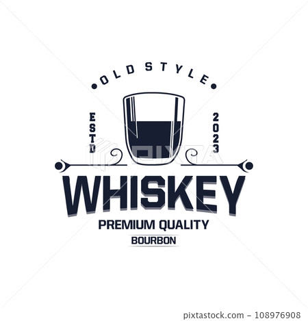 Whiskey Logo, Drink Label Design With Old Retro Vintage Ornament Illustration Premium Template Whiskey Logo, Drink Label Design With Old Retro Vintage Ornament Illustration Premium Template 108976908