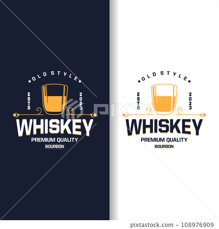 Whiskey Logo, Drink Label Design With Old Retro Vintage Ornament Illustration Premium Template Whiskey Logo, Drink Label Design With Old Retro Vintage Ornament Illustration Premium Template 108976909