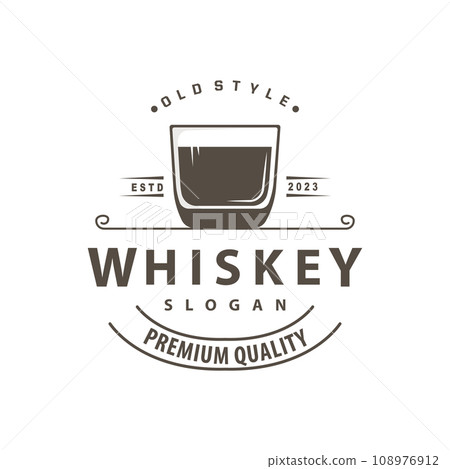 Whiskey Logo, Drink Label Design With Old Retro Vintage Ornament Illustration Premium Template Whiskey Logo, Drink Label Design With Old Retro Vintage Ornament Illustration Premium Template 108976912