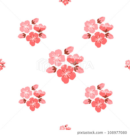 Sakura pattern vector illustration. The continual blooming sakura flowers represented perpetual cycle creation and rebirth The seamless sakura pattern concept celebrated profound connection between 108977080