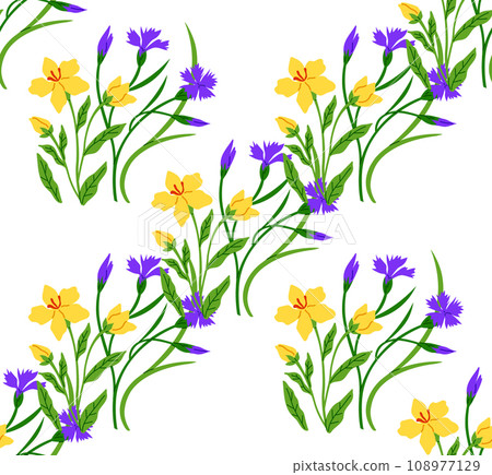 Seamless pattern flowers vector illustration. The ornament incorporated botanical motifs inspired by flora The seamless pattern celebrated diversity flora in nature The repetitive design created Seamless pattern flowers vector illustration. The ornament incorporated botanical motifs inspired by flora The seamless pattern celebrated diversity flora in nature The repetitive design created 108977129