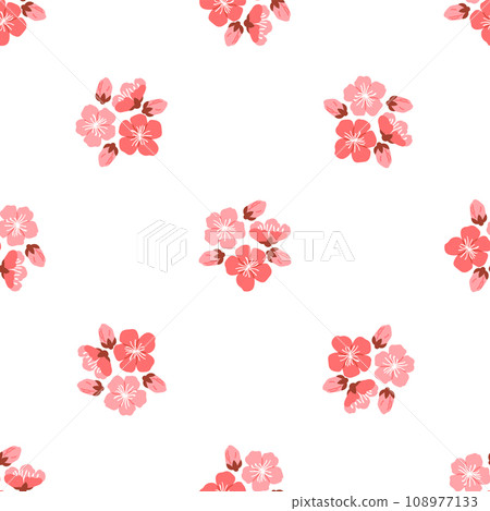 Sakura pattern vector illustration. The seamless design showcased intricate patterns and delicate hues blooming sakura flowers The flowery atmosphere created by sakura blossoms evoked sense harmony 108977133
