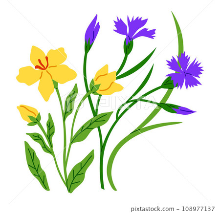 Spring flower vector illustration. The bloomy atmosphere created by spring flowers was enchanting The flourishing foliage added touch vibrancy to surroundings The beautiful blooms heralded arrival 108977137