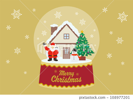 Christmas snow globe illustration_2_with background_golden 108977201