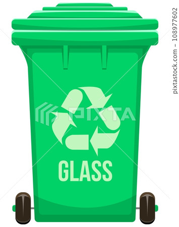 Glass text green garbage bin vector illustration isolated on white background. Glass text green garbage bin vector illustration isolated on white background. 108977602