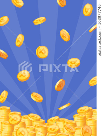 Background vector image of many shiny point coins: Vertical 108977746