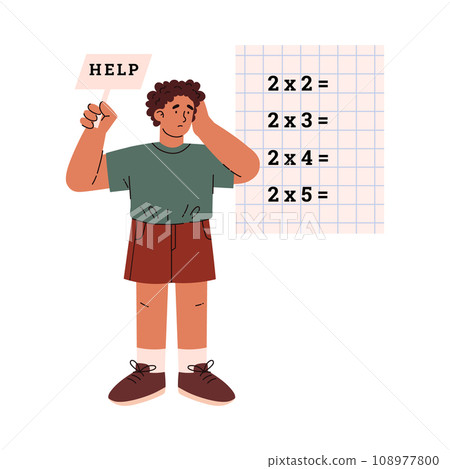 Boy has difficulty with counting and mathematical calculations. 108977800
