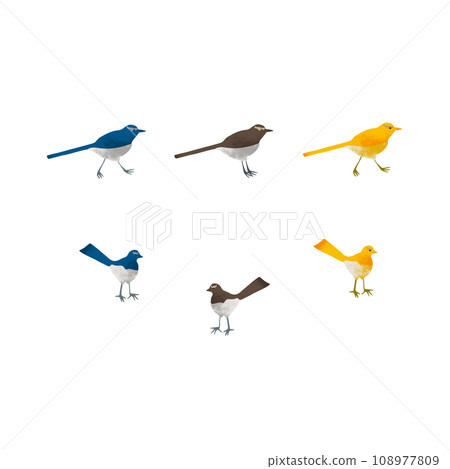 有紋理的藍色、黃色和棕色行走鳥圖 有紋理的藍色、黃色和棕色行走鳥圖 108977809