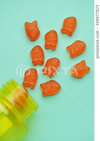 Vitamins for children, gummy fish candy Vitamins for children, gummy fish candy 108977872