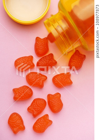 Vitamins for children, gummy fish candy Vitamins for children, gummy fish candy 108977873