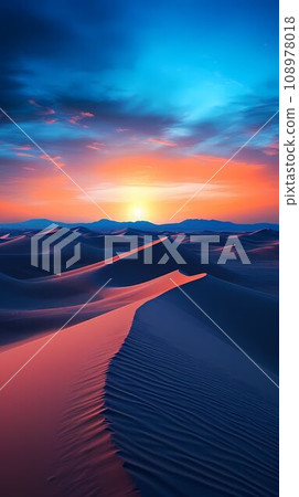 sunset over the desert sunset over the desert 108978018
