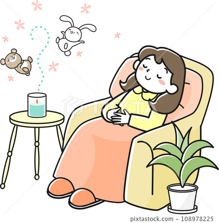 Young woman relaxing with aroma candle Young woman relaxing with aroma candle 108978225