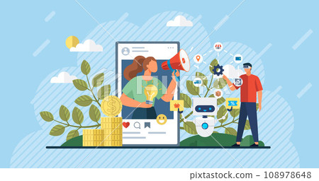Influencer. Vector illustration. Influencers provide valuable information to their audience through their content Advertisement collaborations with influencers can significantly boost brand awareness 108978648