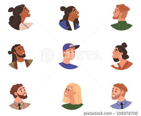 People faces vector illustration. Expressions on peoples faces provide glimpses into their emotions and reactions Personal experiences shape peoples understanding social issues and their impact 108978700
