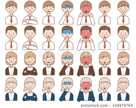 老男人老女人穿襯衫,各種表情 老男人老女人穿襯衫,各種表情 108978764