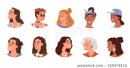 People faces vector illustration. Icons can represent people from different ethnic backgrounds, promoting inclusivity and representation Portrait photographers capture essence persons character People faces vector illustration. Icons can represent people from different ethnic backgrounds, promoting inclusivity and representation Portrait photographers capture essence persons character 108978818