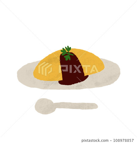 水彩手繪煎蛋飯配半冰醬插圖 108978857