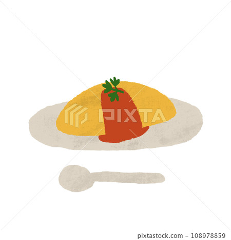 水彩手繪番茄醬煎蛋捲飯插畫 108978859